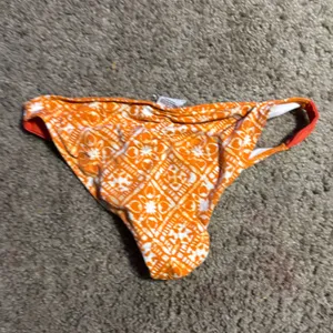 Hollister Womens Orange White Geometric Print Bikini Bottom Y2K Low Rise Small‎ thumbnail 3