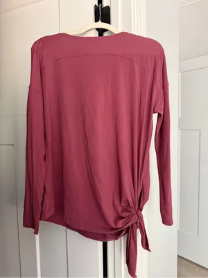 Lululemon To The Point Long Sleeve Misty Merlot Pima cotton tie side thumbnail 6