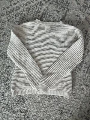Aeropostale Cream Crewneck Sweater with Burgundy, Orange and Yellow Stripes thumbnail 4