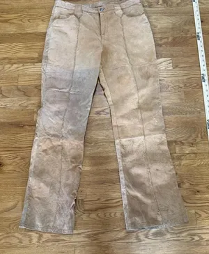 Louise‎ Paris Suede Leather Pants Women's Size 15 Tan Brown Western Style thumbnail 1