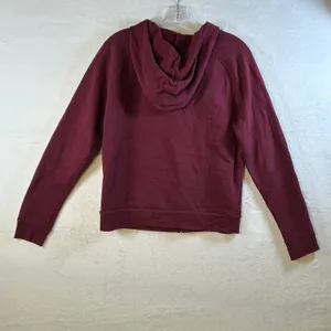 PINK Victoria's Secret‎ Burgundy Floral Logo Zip Up Hoodie Sweatshirt Size S thumbnail 9
