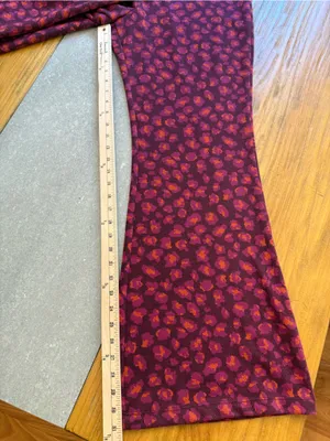 Anthropologie Porridge Flared Ponte Pull-On Pants Wine Burgundy Ditsy Floral XL thumbnail 7