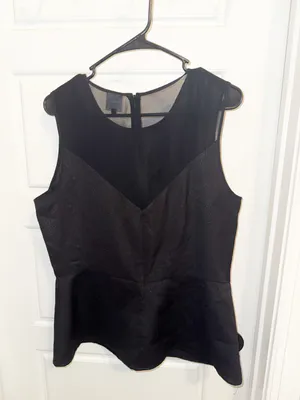 Cabi Bustier Peplum Top Size 8 Black Snakeskin Pleated Mesh Work Business Casual thumbnail 5