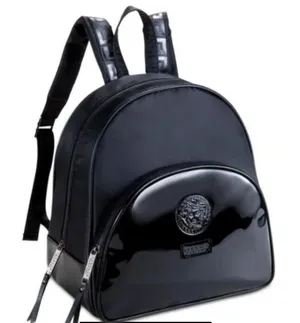 Versace Medusa head black faux patent leather nylon backpack thumbnail 1