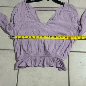 Express Women‎ Peplum Lilac Purple Long Sleeve Blouse V-Neck size Small thumbnail 8