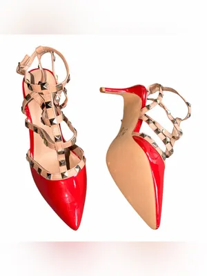 NEW MIX No 6 Black Patent Nude Gold Studded Strappy Heels Stud thumbnail 8