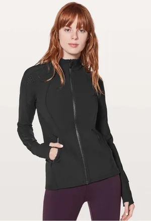 Lululemon Sleek Essentials Jacket Womens Size 12 Black Athletic Outdoor Luxtreme thumbnail 1