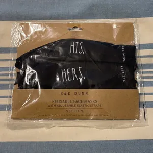 Rae Dunn His Hers Reusable Face Masks‎ Black NEW thumbnail 3