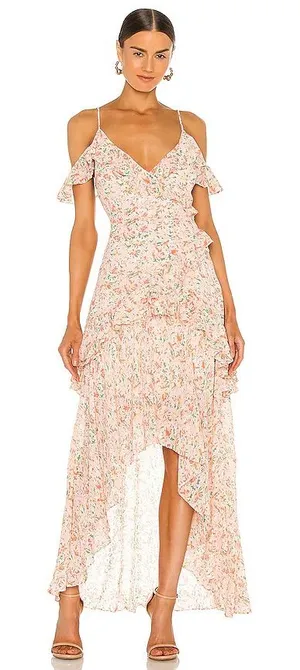 ASTR the Label Pemberly Dress in Peach Orange Floral high low size medium thumbnail 1