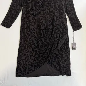 Adrianna Papell Size-22W Black Dress Glitter Velvet Faux‎ Wrap Cocktail thumbnail 12