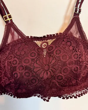 Brand New Aerie Real Power Wireless Push up Joy Lace Bra Women's Royal Berry 34A thumbnail 1