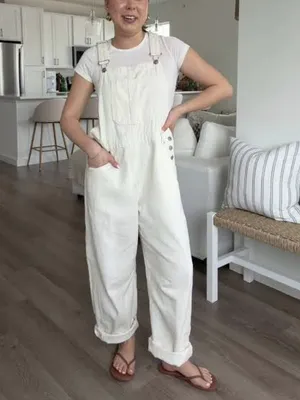 MADEWELL Straight-Leg Overalls in Tile White Size Small thumbnail 9