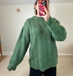 Aelfric Eden Green Crew Neck Sweater with Textured Knit thumbnail 1