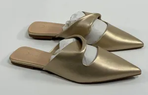 Journee Collection Size-9M Enniss Gold Metallic Twisted Strap Mules thumbnail 1