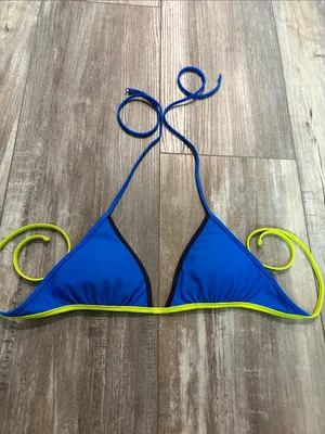 Aerie Blue & Green Triangle Swim Bikini Top Small thumbnail 2