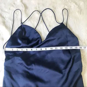 THE JETSET DIARIES Mini Satin Slip Dress Medium Navy Blue Homecoming Prom Formal thumbnail 12