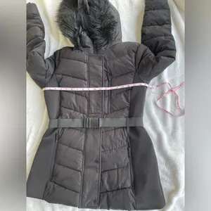 London Fog Black Puffer Jacket with Faux Fur Hood thumbnail 8
