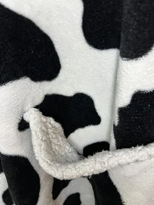 Cow Print Wearable Blanket Hoodie Womens Womens One Size Black White Sherpa Cozy thumbnail 4