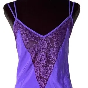Vintage Purple VS Gold Label Deep V Lace Slip Dress Dark Fairy Whimsigoth 90s thumbnail 5
