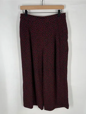 Whistles Mari‎ Heart Print Wide-Leg Pants Size 8 thumbnail 2