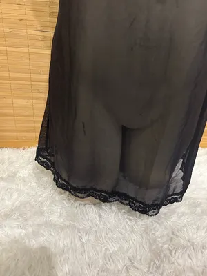 Victoria's Secret Black Sheer Lace Hem Chemise Teddy Side Slit large lace trim thumbnail 2