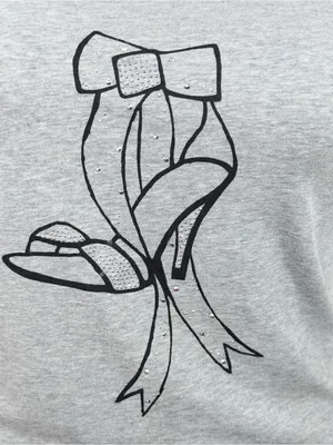 WHBM Studded High Heel Graphic Tee Shirt Grey Large Cap‎ Sleeve Casual Glam thumbnail 6