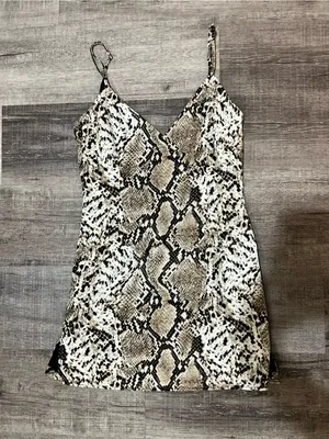 SUPERDOWN Marie Deep V Mini Dress in Snake Print thumbnail 3