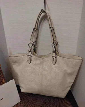 Coach Carly Perforated Leather Tote F16598 Light Taupe Large Shoulder Bag thumbnail 1
