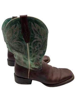Ariat Cattle Drive Cowboy Boots Cowgirl Western Leather Brown/Teal Women's 8.5 B thumbnail 2