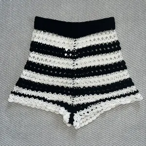Tularosa Black And White Stripe Crochet Revolve Shorts Sz Sm thumbnail 1