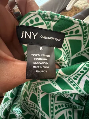 JNY Jones New York Green Geometric Print Wide Leg Pants Size 6 thumbnail 3