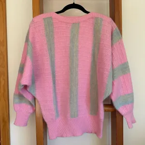 Vintage Striped Boatneck Mohair Wool Dolman Sleeve Sweater XS/S thumbnail 3