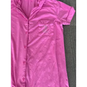 Juicy Couture Pink Rhinestone Logo Button Down Sleep Shirt Nightgown Small thumbnail 2