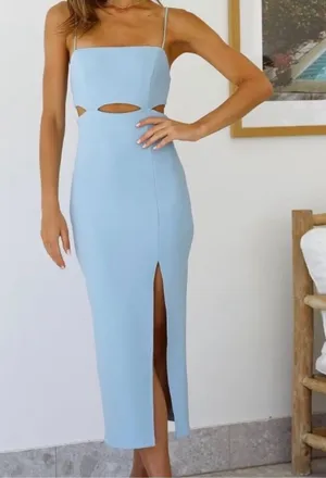 Hello Molly Dress Midi Blue Cut-Out thumbnail 1