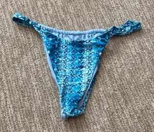 Frankie's Bikinis Blue Snakeskin Bikini Bottom thumbnail 1