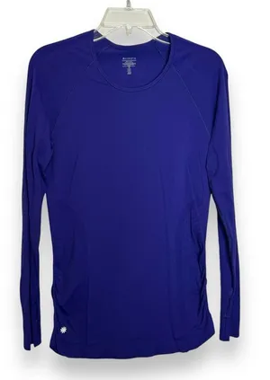 Athleta Running Fitness‎ Fitted Shirt Thumbs Up Purple Womens Size M thumbnail 1