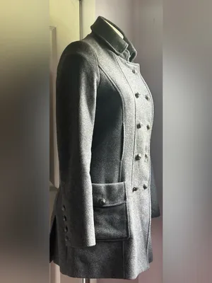 ZARA WARM WEAR TRF Gray Wool Double-Breasted 9 Button Side Pockets Pea Coat Sz M thumbnail 2