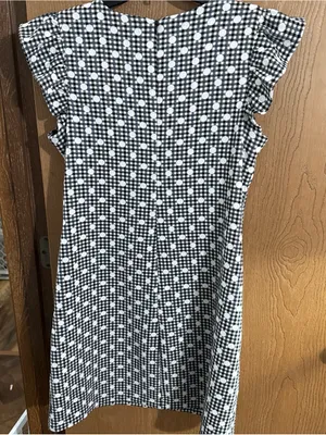 JH Woven White Black Gingham Polka Dot Dress Ruffled Cap Sleeves Women’s Size 12 thumbnail 6