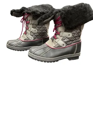 Totes Gracie Black wms black gray versitile mid calf winter boots 10M SKU 10-646 thumbnail 4