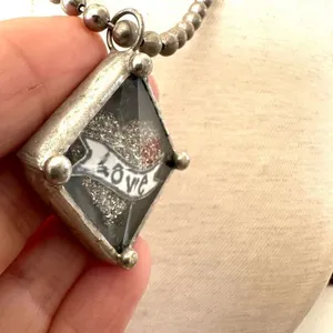 Silver tone love pendant necklace thumbnail 7
