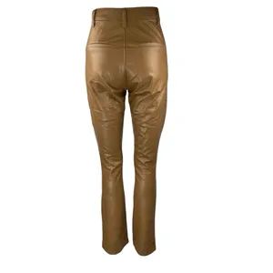 Abercrombie & Fitch Brown Faux Leather Skinny High Rise Split Hem Pants Size 25 thumbnail 3