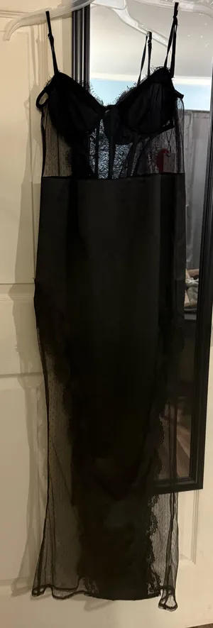 Cider Black Satin Lace Dress thumbnail 3