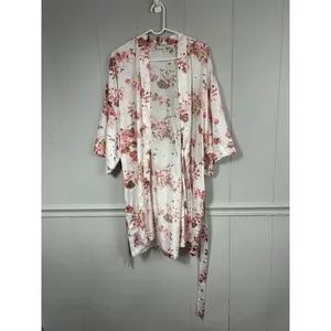Icing Satin Floral Bridal Bar Belted Robe L/XL Sleepwear Loungewear Wedding thumbnail 4