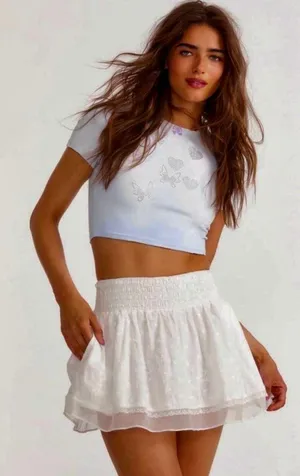 Loveshackfancy Ilona mini skirt in white thumbnail 1