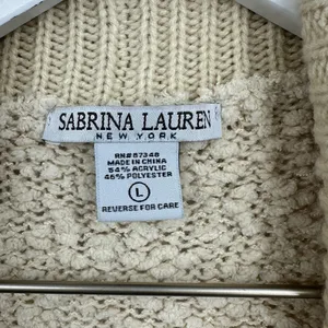 Vintage Style Cream Sweater Cardigan Size Large Boho Fall Cozy Soft Baggy thumbnail 7