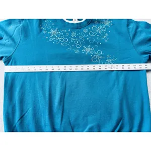Decorated Originals Womens Blue Rhinestone Snowflake Holiday Sweatshirt Large‎ thumbnail 9
