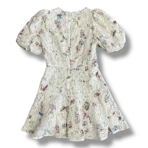 Gianni Bini Women’s Floral Eyelet‎ Puff Sleeve Mini Dress White Size 4 Lined thumbnail 5