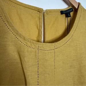 NWT For Cynthia Linen Blend Asymmetrical Yellow‎ Sleeveless Dress Small Flowy thumbnail 4