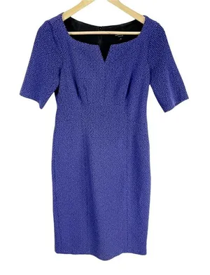 Nanette Lepore Womens Sheath Dress Blue Stretch Notch Neck Lined Zipper 4‎ thumbnail 1