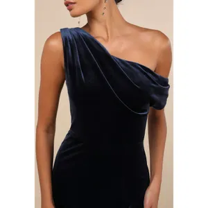 NEW Lulus Coveted Confidence Off-The-Shoulder Velvet Asymmetrical Maxi Dress thumbnail 2
